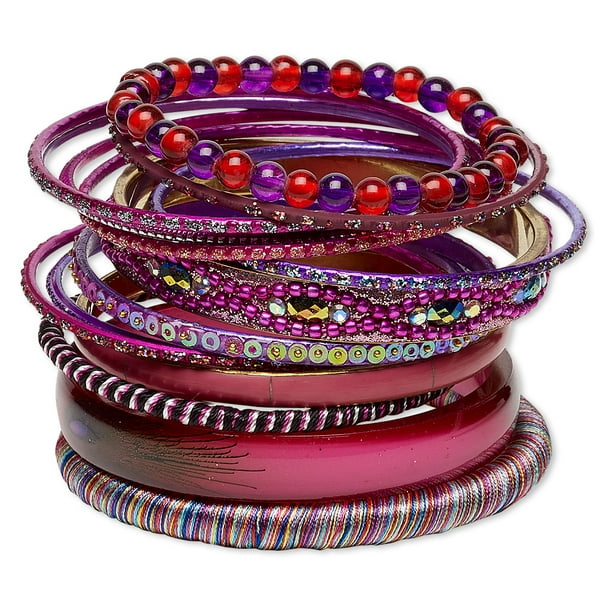 Sparkling Purple Metal Bangle Bracelets Sparkling Purple Metal Bangle Bracelets